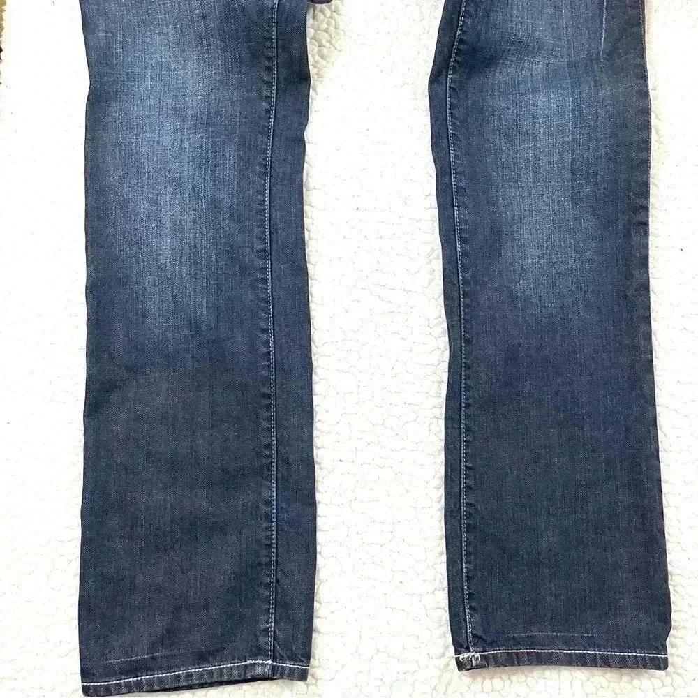 American Eagle‎ Straight 77 Med Wash Lowrise Faded Whiskered 100% Cotton Size 6